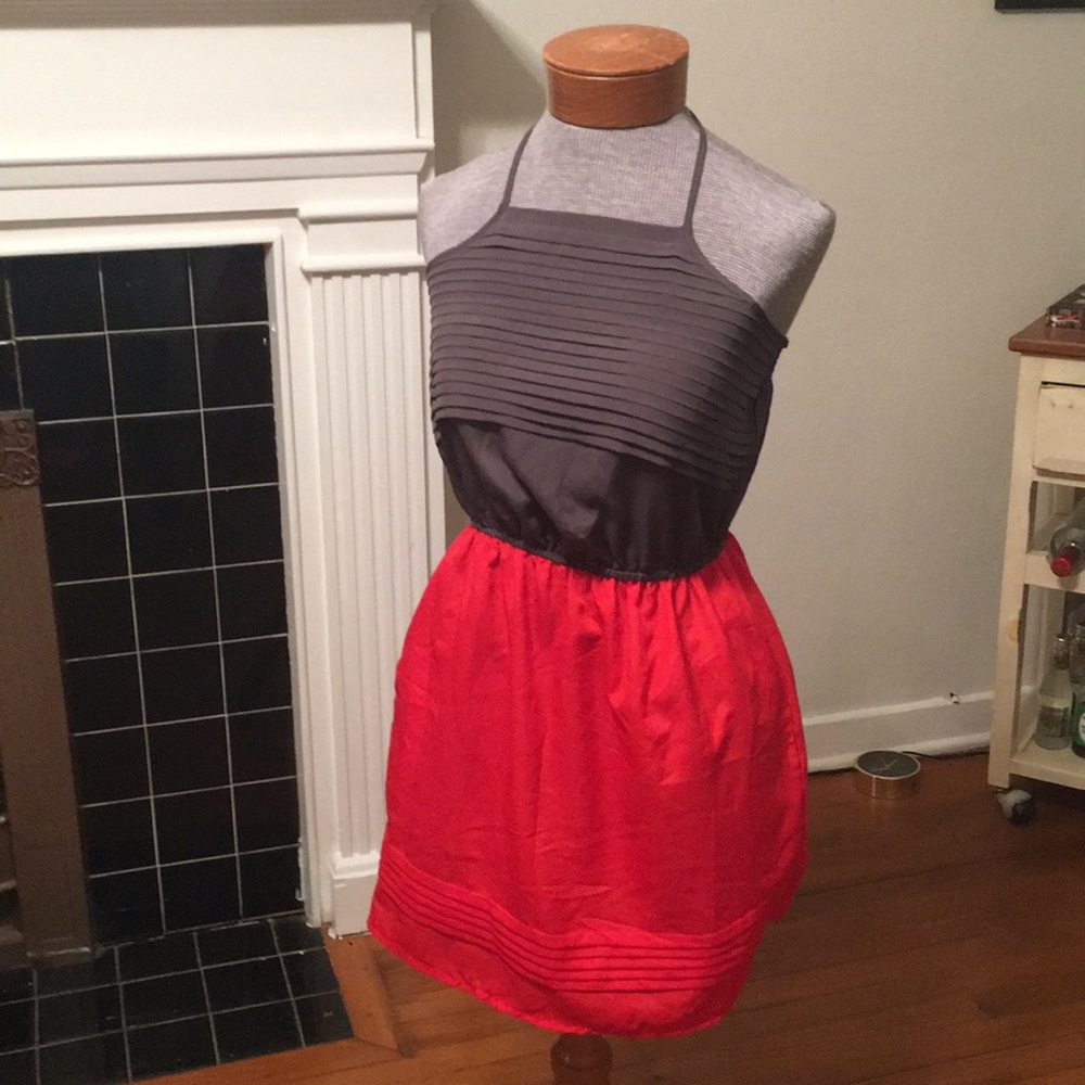 Color block halter dress